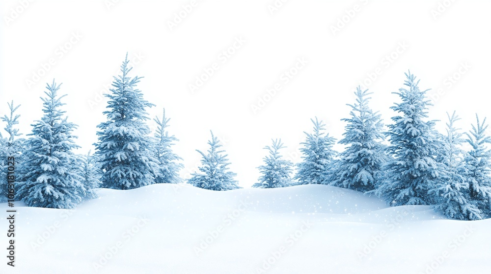 Winter Landscape with Snow-Covered Evergreen Trees Winter Landscape with Snow-Covered Evergreen Trees