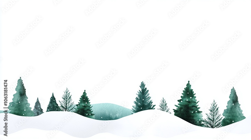 Fototapeta premium Winter Landscape with Snowy Trees and Clear Sky