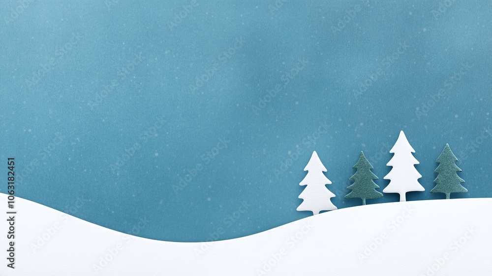 Winter Scene with Paper Trees and Snowy Background Winter Scene with Paper Trees and Snowy Background