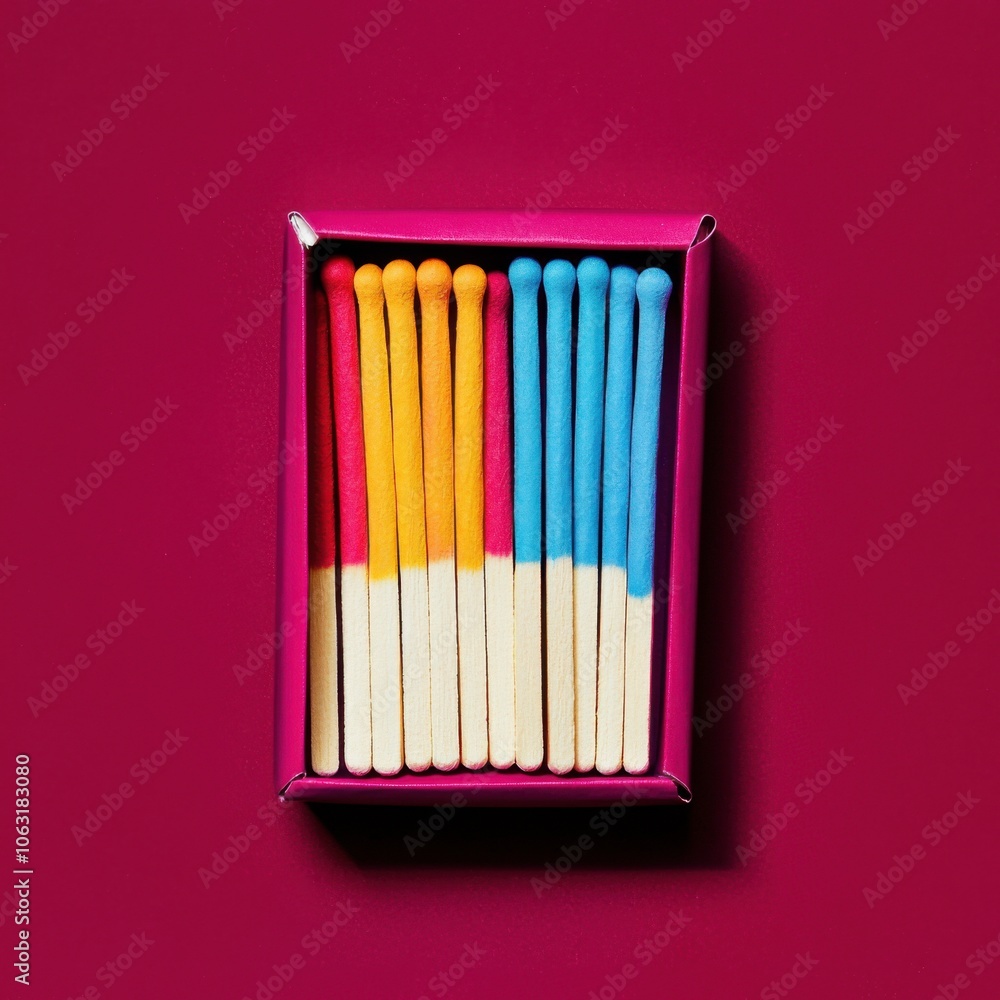 Vibrant Matchbox Breaks Free Against Bold Scarlet Vibrant Matchbox Breaks Free Against Bold Scarlet