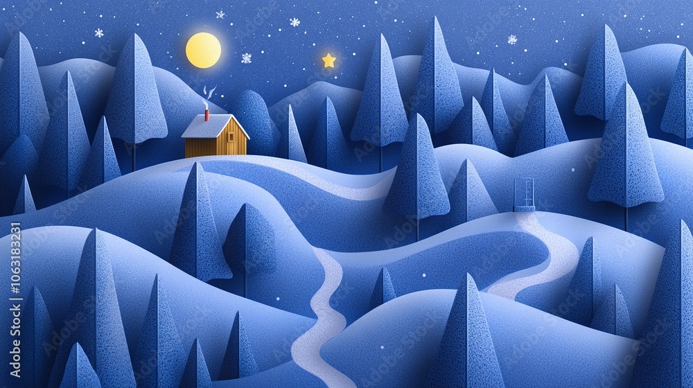 Obraz premium Winter Wonderland with Kids Playing in Snowy Landscape