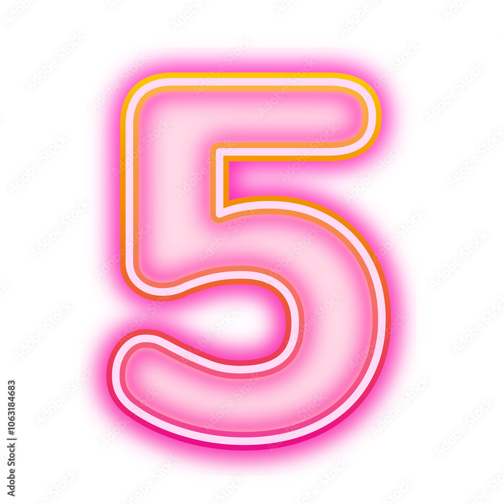 PNG number five pink neon design, transparent background PNG number five pink neon design, transparent background