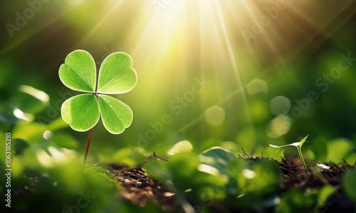 good luck clover leaf on green nature background in summer