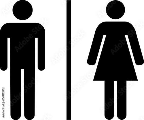 Toilet flat icon. WC vector illustration. Disabled silhouette. Restroom and change room sign. Male and female unisex toilet. Handicapped symbol. Bathroom sign isolated on transparent background.