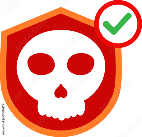 shield with skull dangerous icon