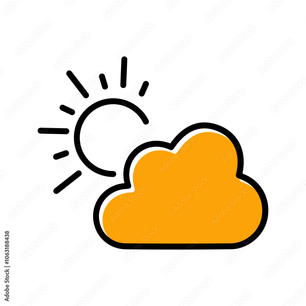 Sun Behind Small Cloud Vector Icon Sun Behind Small Cloud Vector Icon