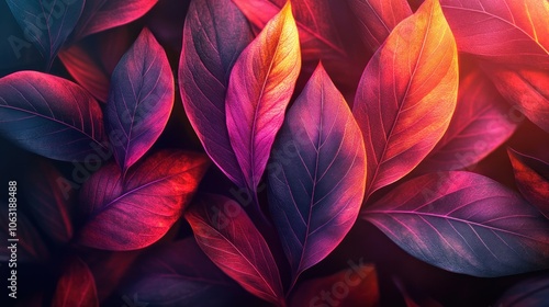 Wallpaper Mural Digital leaf patterns that combine dark tones and neon light effects, creating a lively and energetic feel. Torontodigital.ca