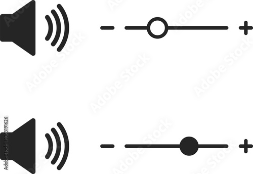 Sound volume control black design vector illustration