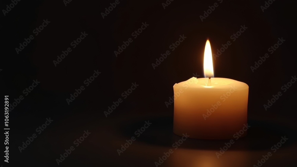 Solitary Candle with Subtle Flame on Dark Surface Highlighting Warmth Solitary Candle with Subtle Flame on Dark Surface Highlighting Warmth