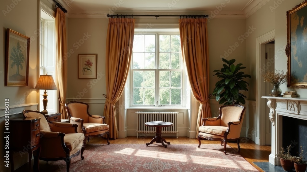 Fototapeta premium Elegant Classic Parlor with Vintage Furniture and Artistic Touch