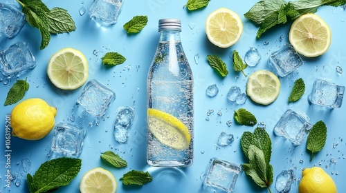 Refreshing dry january lemon water with mint and ice perfect for healthy lifestyle promotions