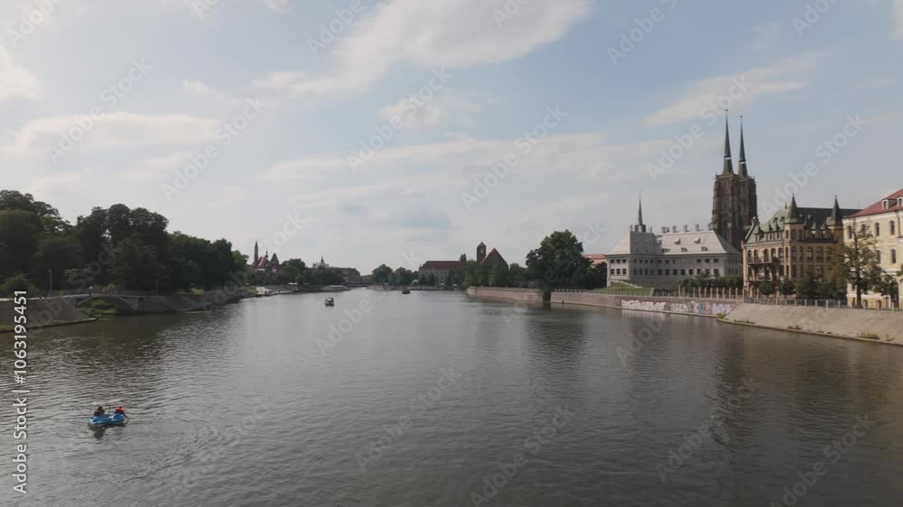 Wroclaw's Odra Riverside view and Cathedral of St. John the Baptist, Poland Wroclaw's Odra Riverside view and Cathedral of St. John the Baptist, Poland