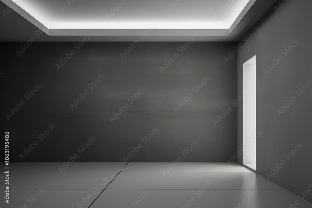 A dimly lit space with striking ceiling light captures a mood of mystery and modern design sophistication. A dimly lit space with striking ceiling light captures a mood of mystery and modern design sophistication.