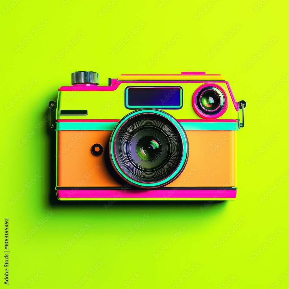 Neon Green Oasis for a Retro Polaroid Camera Neon Green Oasis for a Retro Polaroid Camera