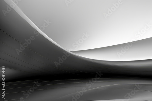 Fototapeta Naklejka Na Ścianę i Meble -  A futuristic architectural space with dark curved structures creates a mysterious aura, evoking a sense of intrigue.