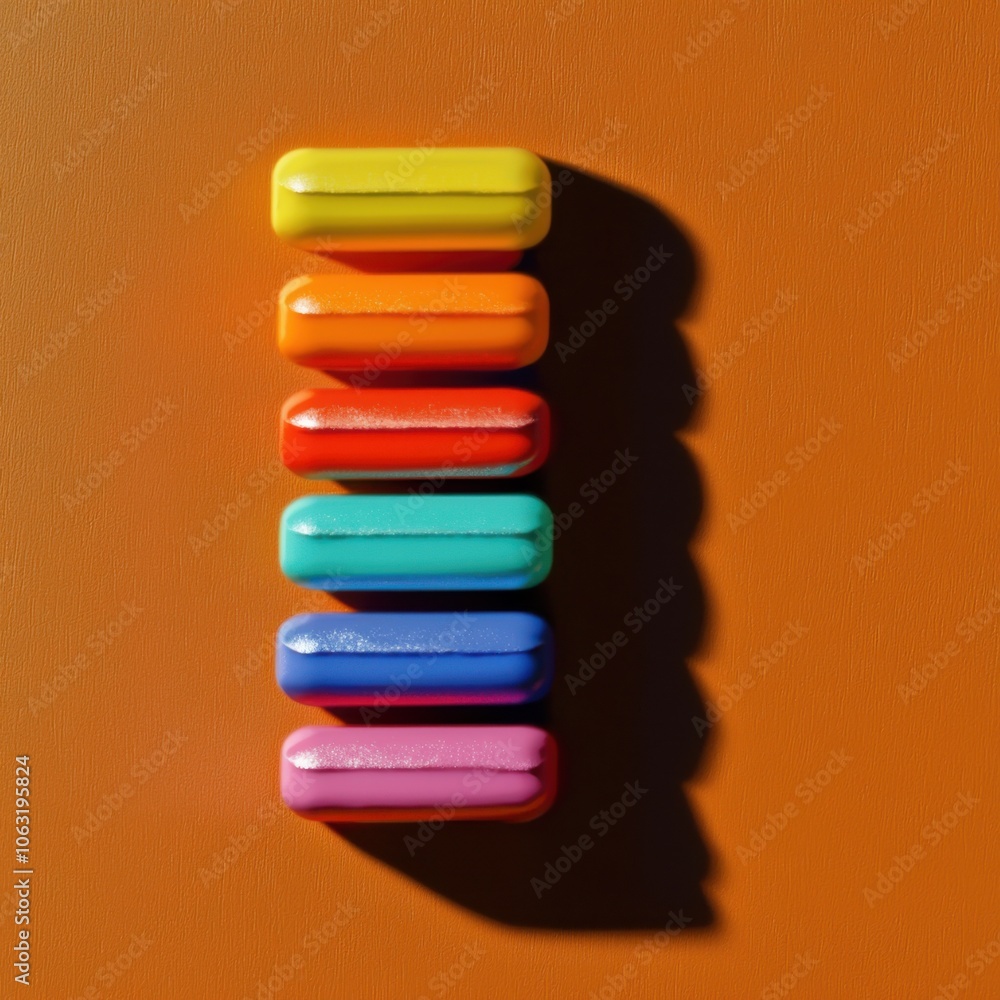 Vibrant Eraser Pops Against Warm, Earthy Background Vibrant Eraser Pops Against Warm, Earthy Background
