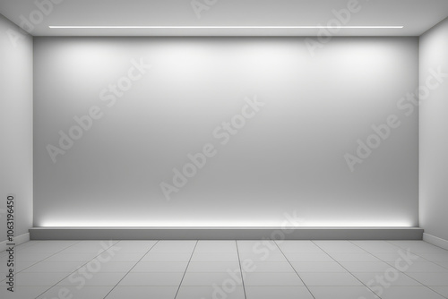 Wallpaper Mural A high-contrast minimalist room design with tiled flooring and smooth walls, offering a clean and modern aesthetic. Torontodigital.ca