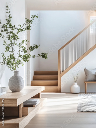 home interior design modern, living room with staircase