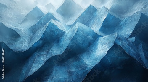 Wallpaper Mural Abstract depiction of icy mountain peaks in shades of blue. Torontodigital.ca