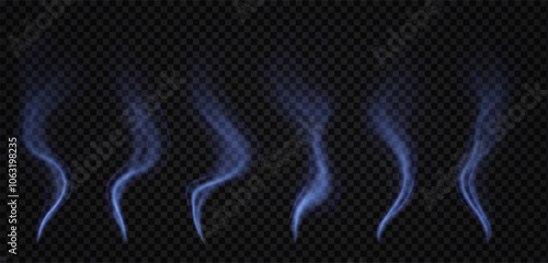 realisrealistic wisps of smoke, light transparent multicolored vapor vector illustration on isolated background	