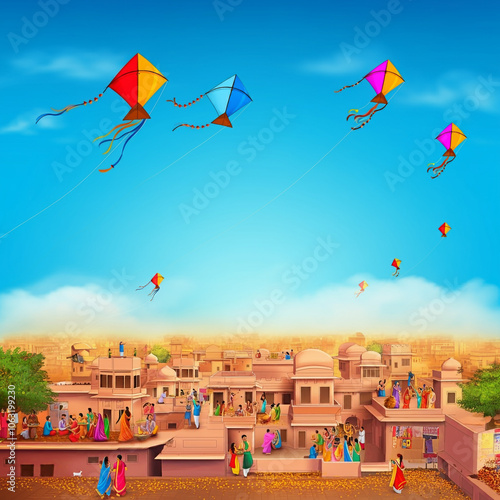 A vibrant scene of colorful...