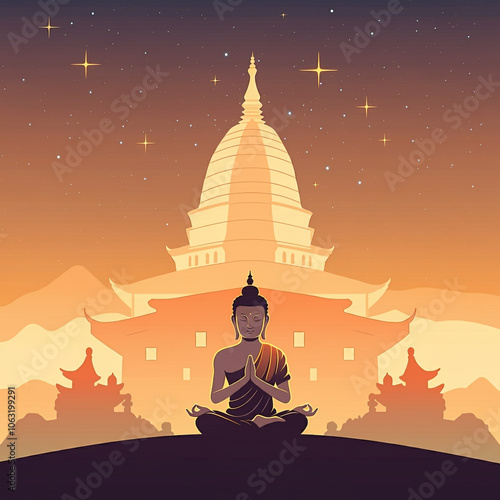 A serene image of Buddha me...