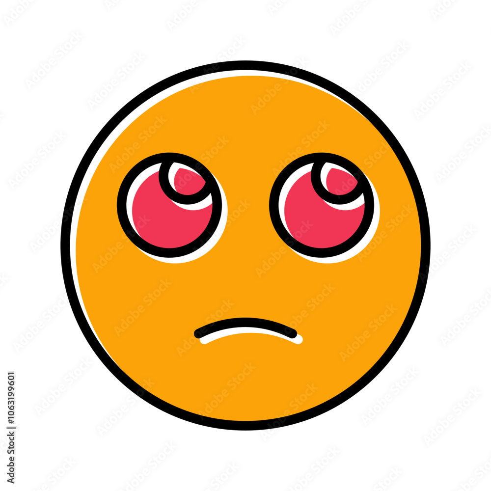 Fototapeta premium Face with Rolling Eyes Vector Icon