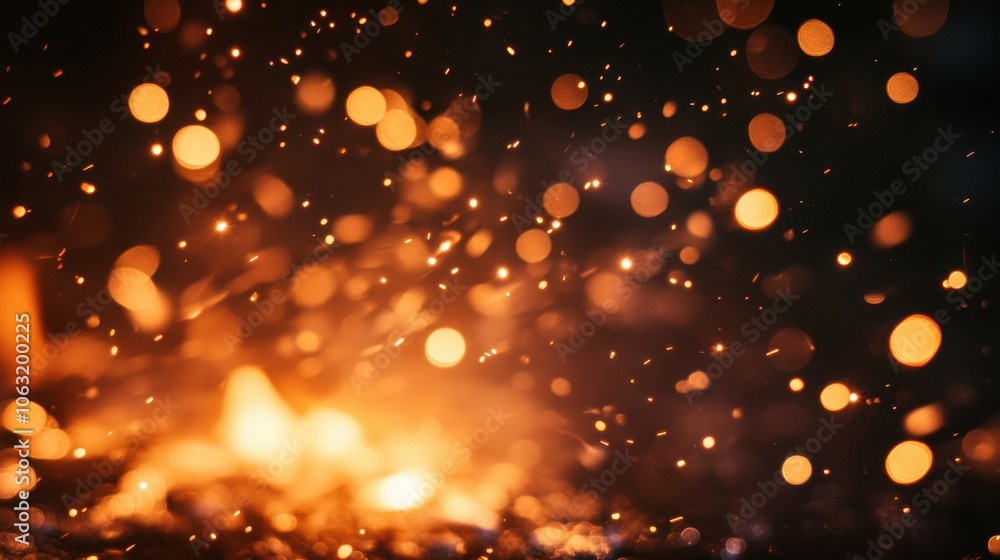 Fototapeta premium An image of blurred sparks from a fire on a black background
