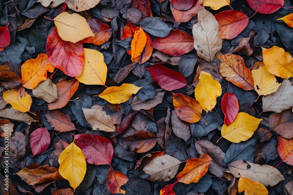 Autumn leaves scattered across a forest path, showcasing the vibrant reds, oranges, and yellows of fall Autumn leaves scattered across a forest path, showcasing the vibrant reds, oranges, and yellows of fall