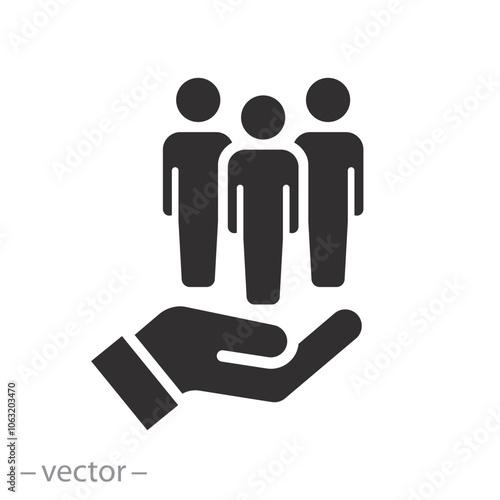 people protection and safety, customer care icon, social help, retention client or support service, flat vector illustration