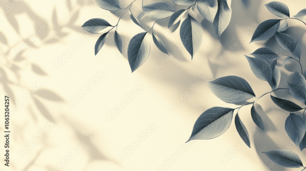 The shadows of leaves overlapping on a light beige background Sunlight through leaves creates a refreshing feeling. The shadows of leaves overlapping on a light beige background Sunlight through leaves creates a refreshing feeling.