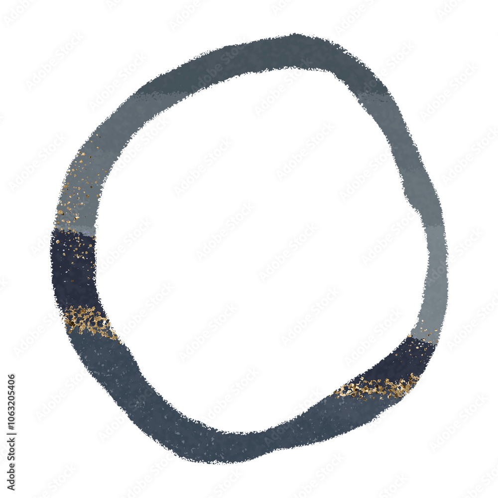 Ring frame png shape clipart, blue glitter on transparent background