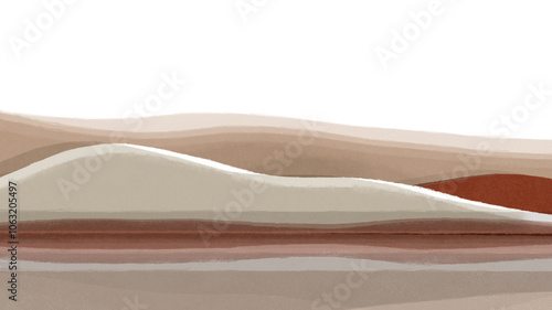 Aesthetic landscape png border, transparent background, brown crayon texture