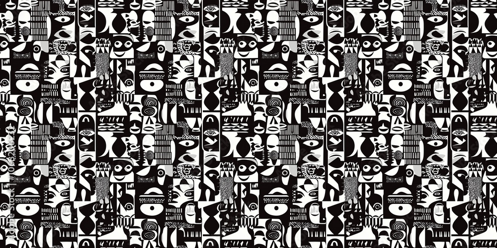 Vibrant African American pattern with bold, cultural motifs. seamless background pattern Vibrant African American pattern with bold, cultural motifs. seamless background pattern
