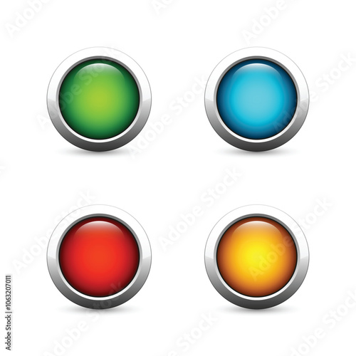 Red green blue button set. Vector illustration