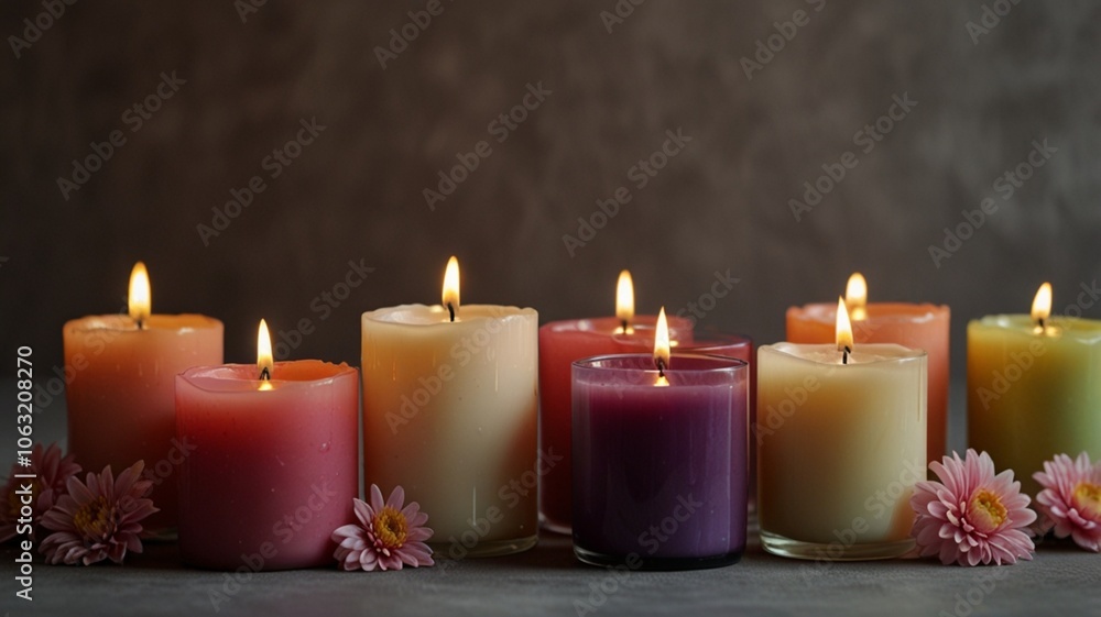 beautiful composition of candles, copy space beautiful composition of candles, copy space