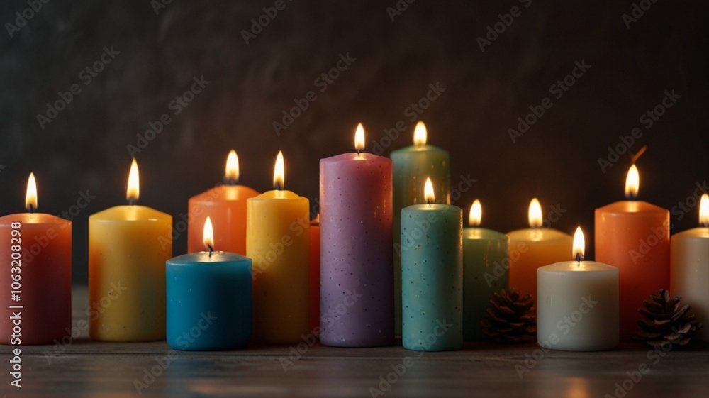 beautiful composition of candles, copy space beautiful composition of candles, copy space