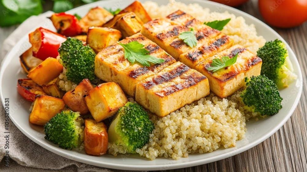 Grilled Tofu with Vegetables and Quinoa Meal Grilled Tofu with Vegetables and Quinoa Meal