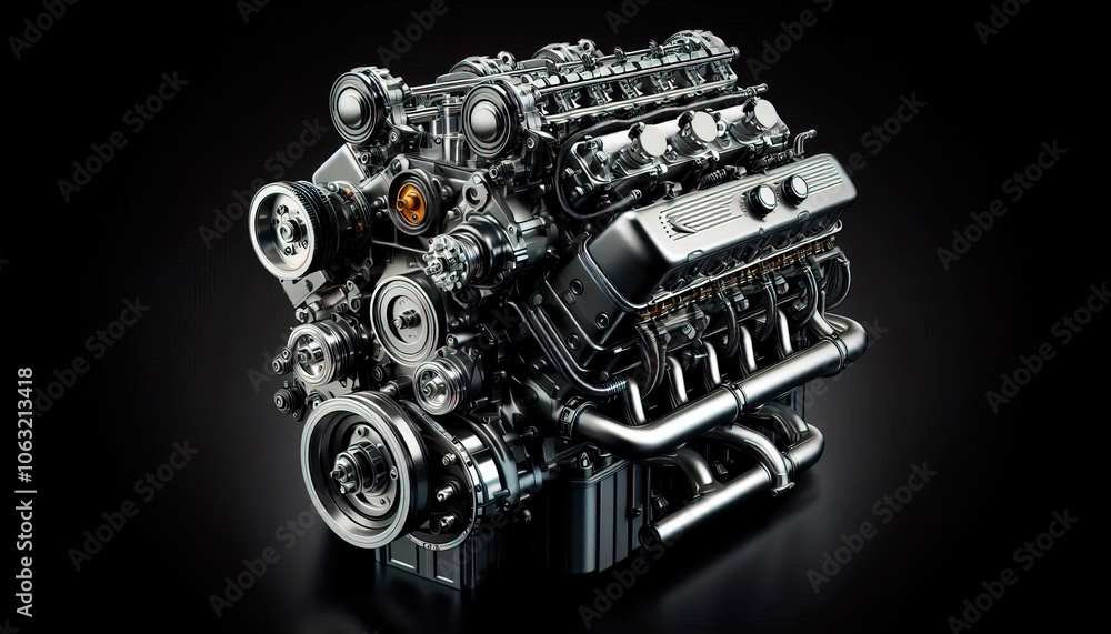 Realistic isolated engine illustrating power and precision Realistic isolated engine illustrating power and precision