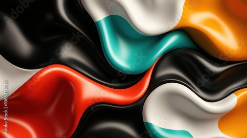 A sophisticated image exhibiting multicolored flowing designs that resemble elegant fluid textiles, capturing a dynamic, modern aesthetic with sensual curves. photo