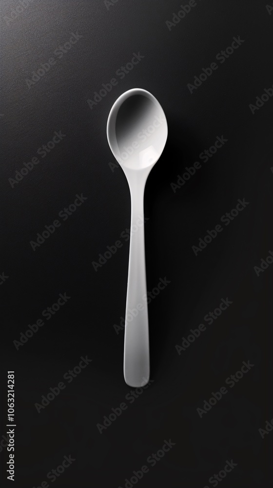 A White Teaspoon on a Black Background A White Teaspoon on a Black Background