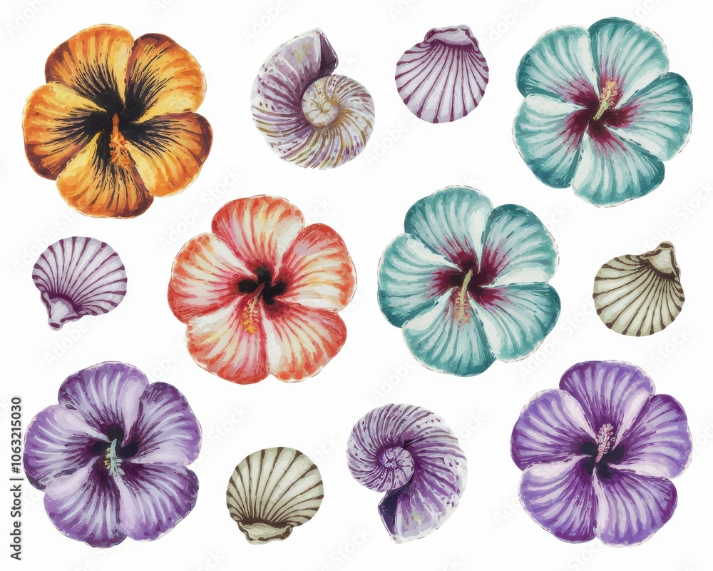set of flowers set of flowers