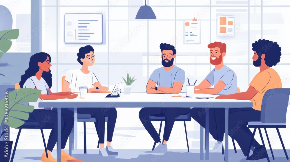 A group of diverse employees engaged in a brainstorming session A group of diverse employees engaged in a brainstorming session