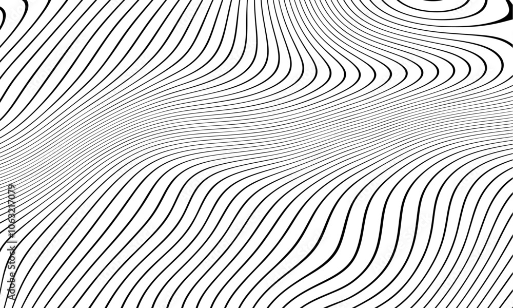 A black and white abstract pattern with curved lines. Abstract pattern. Texture with wavy curves. Abstract psychedelic stripes image. A black and white abstract pattern with curved lines. Abstract pattern. Texture with wavy curves. Abstract psychedelic stripes image.