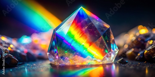 Prismatic Crystal Reflecting Rainbow Light, Crystal, Gemstone, Rainbow