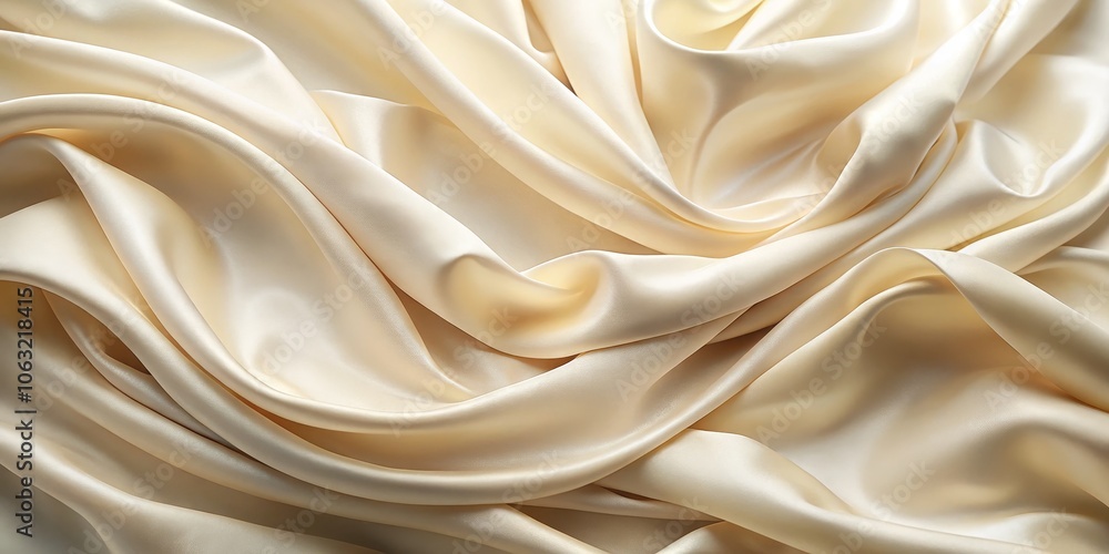 Soft Beige Satin Fabric Draped in Elegant Waves, Fabric Texture, Silk, Satin, Drapery Soft Beige Satin Fabric Draped in Elegant Waves, Fabric Texture, Silk, Satin, Drapery