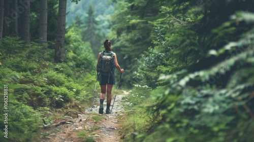 Person at the start of a hiking trail, ready to explore new terrain