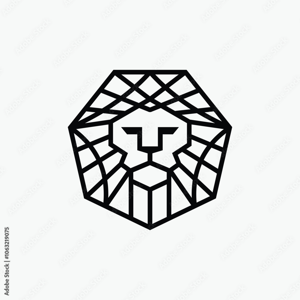 abstract hexagon lion logo isolated on white abstract hexagon lion logo isolated on white