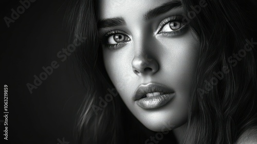 Wallpaper Mural Black and white portrait of a beautiful woman. Torontodigital.ca