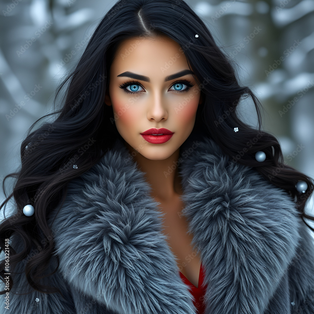 portrait of a woman in a fur coat portrait of a woman in a fur coat